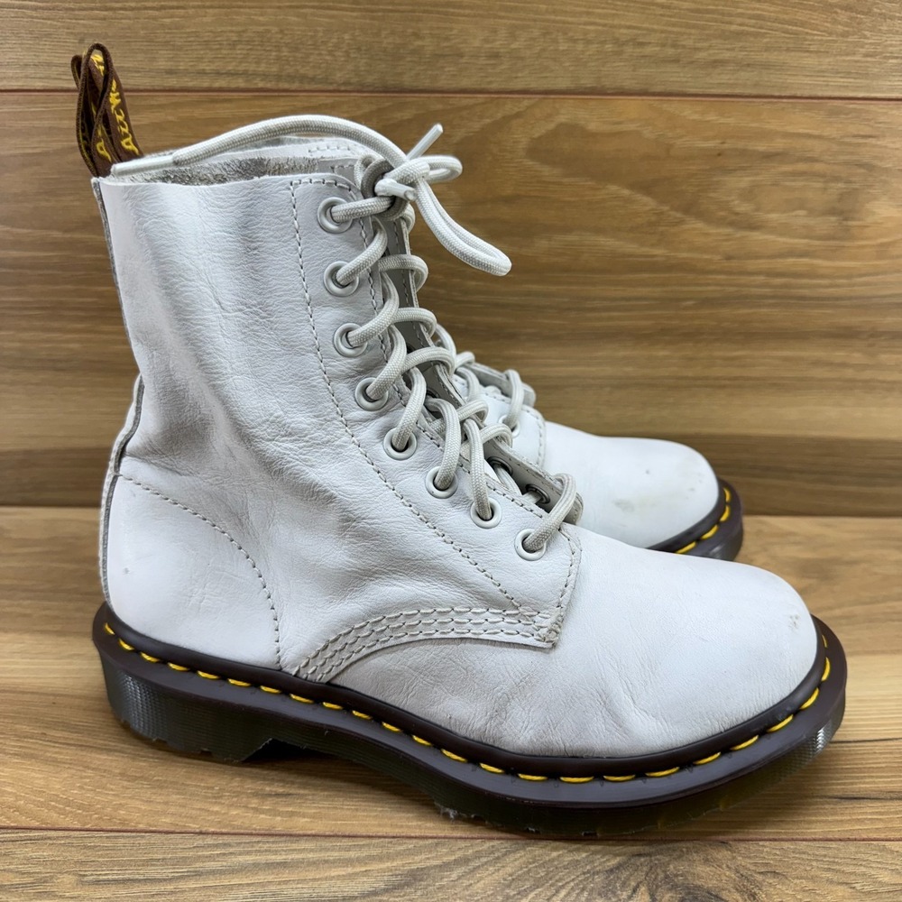 Dr Martens‎ Womens Boots 6 EU 37 Pascal White Leather Pascal Zip Combat